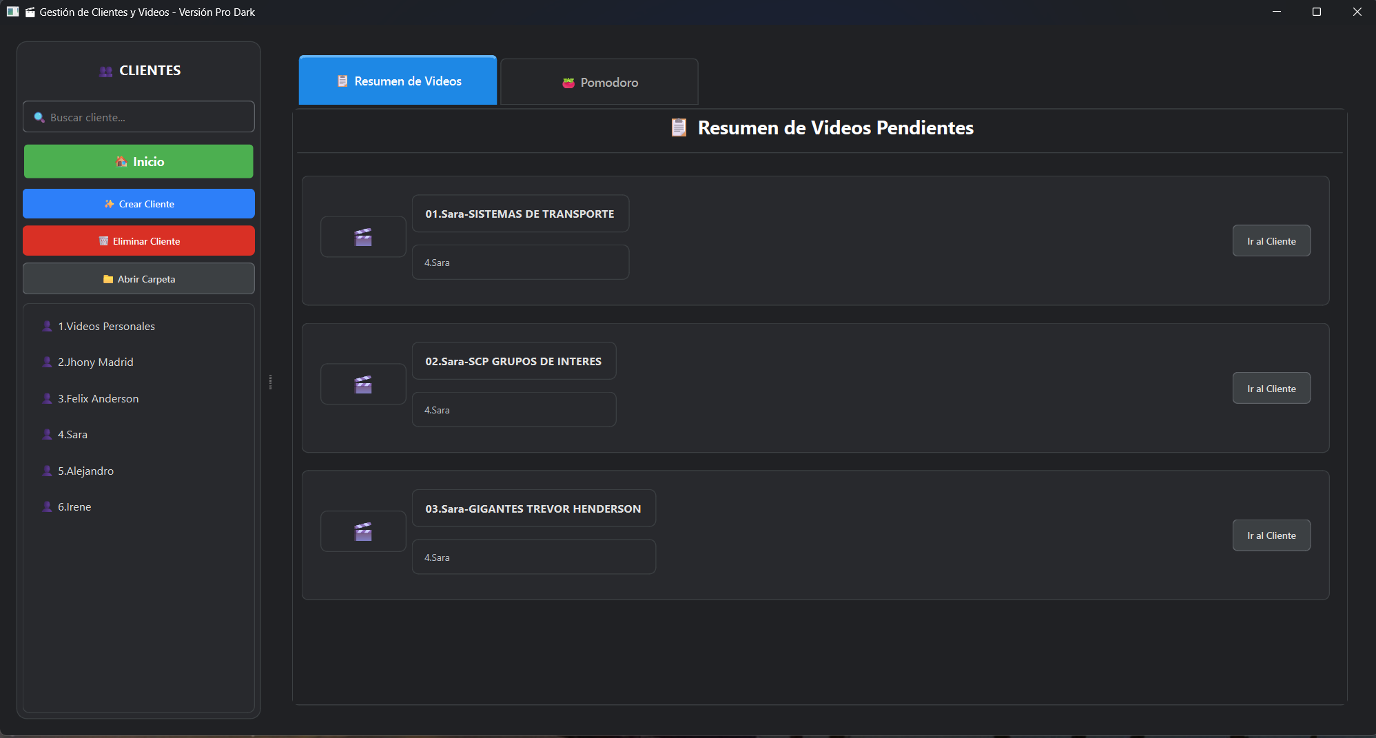 Captura de pantalla de la interfaz del Gestor